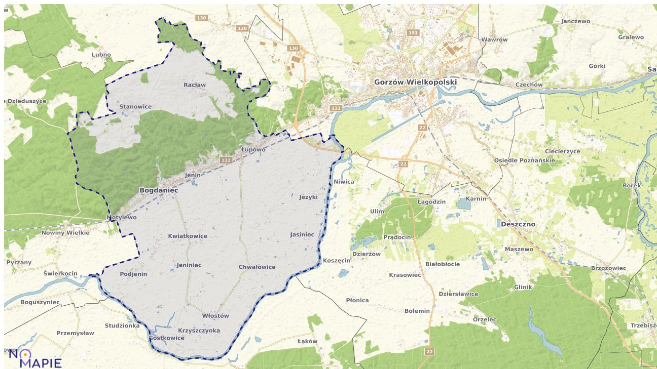 Mapa obszarów ochrony przyrody Bogdańca